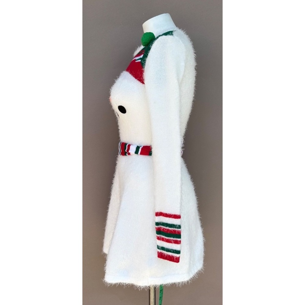 Women's Snowman Christmas Fuzzy Stretchy Sweater Dress Size XS Party Holiday NEW - Picture 6 of 13
